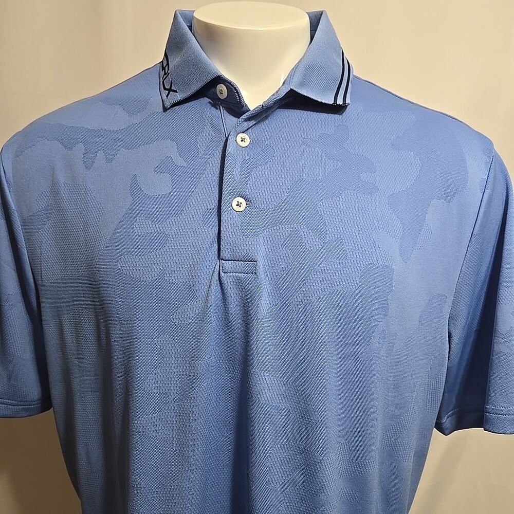 RLX Ralph Lauren Golf Polo Shirt Mens Size XL Blue Camo Stretch Wicking